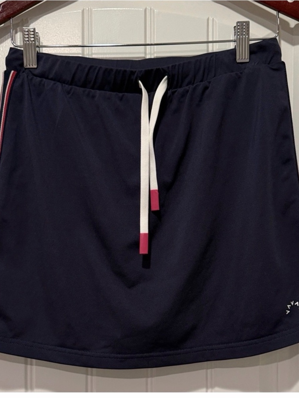 Varley Navy Athletic Skort with White Drawstring and Pink Accents